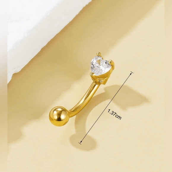 1Pc 16g Eyebrow Piercing Rhinestone Heart NWT - Picture 3 of 3